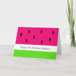 Cartão Cute Watermelon Birthday<br><div class="desc">A cute watermelon birthday card,  which you can easily personalize with the child's age and name on the front. Inside reads a birthday message which you can also easily change.</div>