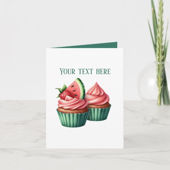 Cartão Cute watermelon cupcakes customizable (Frente)