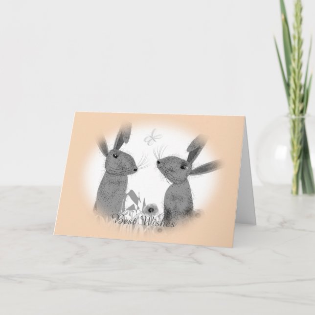 Cartão Cute Whimsical March Hares (Frente)