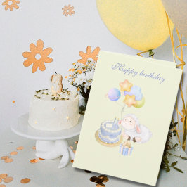 Cartão Cute  whimsical Pastel Lamb Birthday Design
