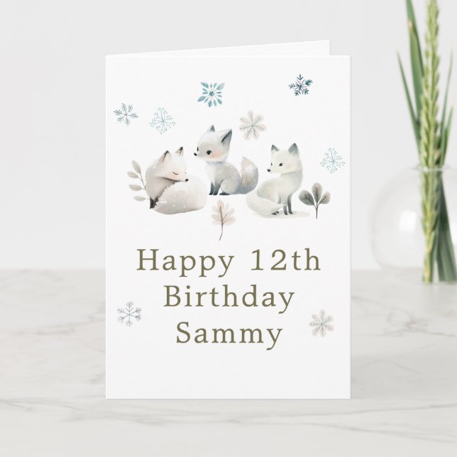 Cartão Cute Winter Arctic Wolf Birthday Party (Frente)