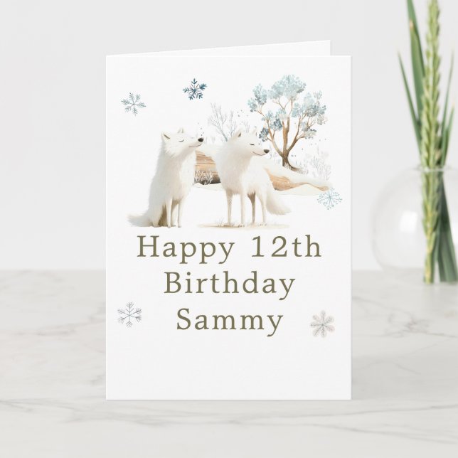 Cartão Cute Winter Arctic Wolf Birthday Party (Frente)