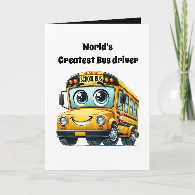 Cartão Cute World's greatest bus driver add message  (Frente)
