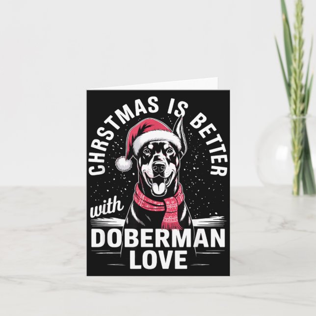 Cartão Cute Xmas Christmas Is Better With Doberman Nscher (Frente)