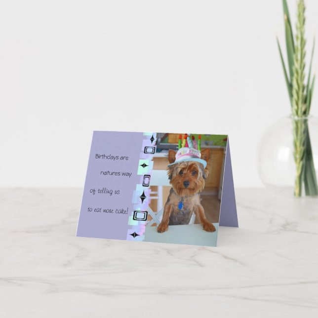Cartão Cute Yorkie Birthday Card (Frente)