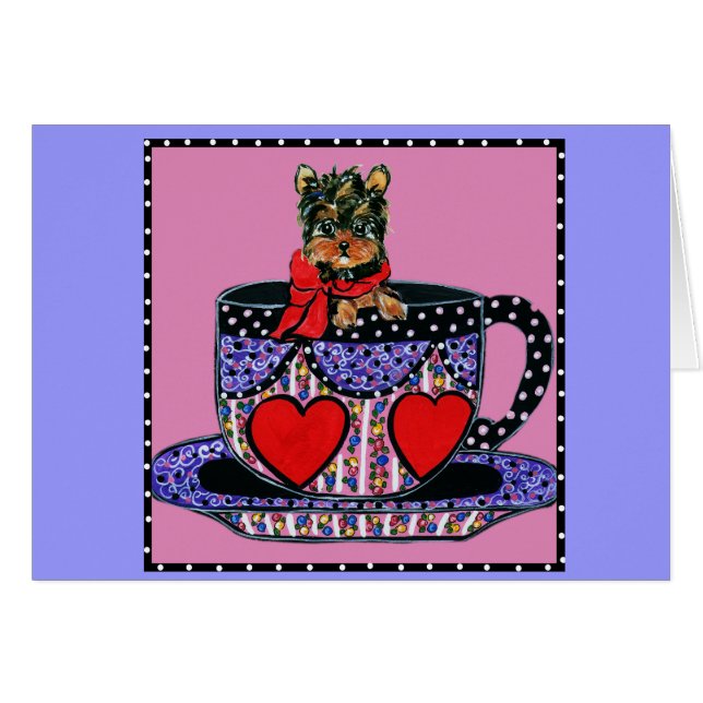 Cartão Cute Yorkie Poo (Frente Horizontal)