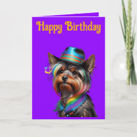 Cute Yorkshire Terrier Vestindo chapéu