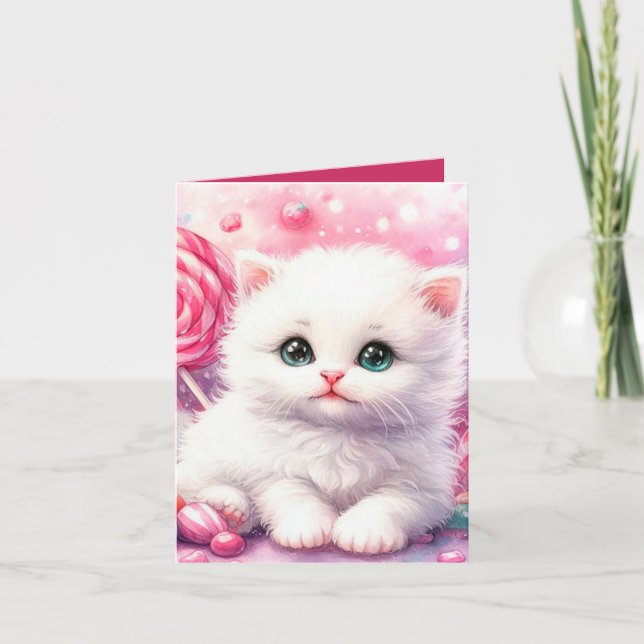 Cartão Cuz Princesa Kitten adiciona mensagem qualquer pro (Frente)