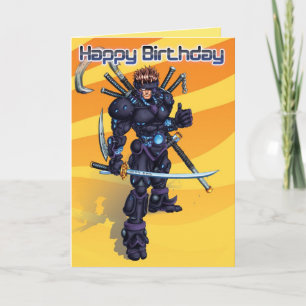 Cartão Cyber Samurai Birthday