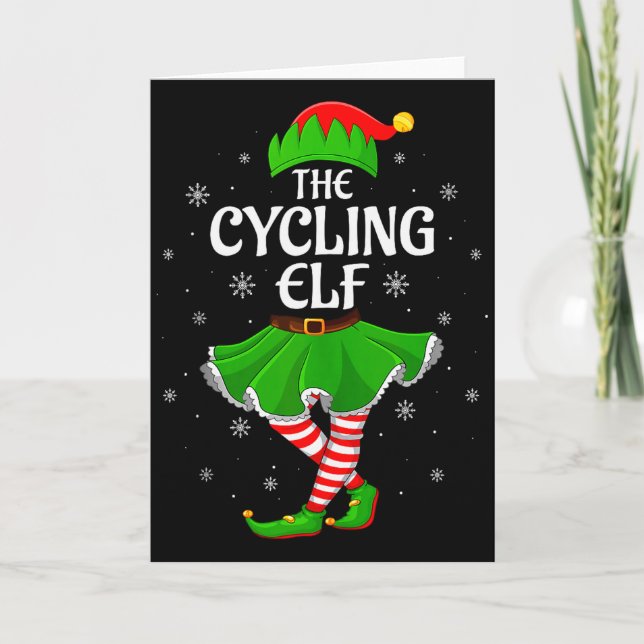 Cartão Cycling Elf Christmas Family Girls Women Elf Squad (Frente)