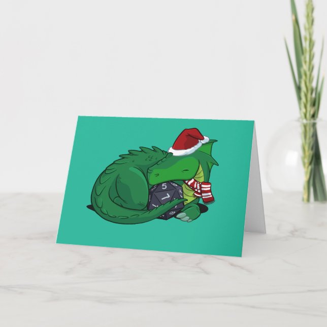 Cartão D20 Green Dragon Holiday Edition Greeting Card (Frente)