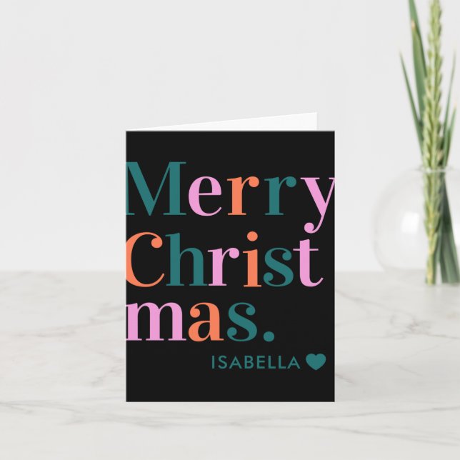 Cartão D Modern Colorful Merry Christmas  (Frente)