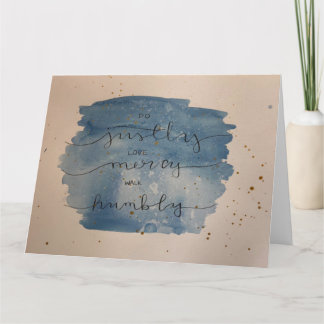 Cartão da aguarela do 6:8 de Micah - vazio para