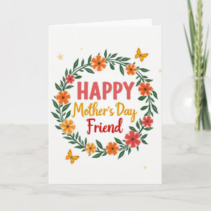 Cartão da Amiga Feliz Listrada das Mães