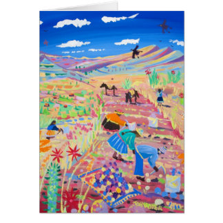 Cartão da arte: A colheita da batata, Amaru, Peru
