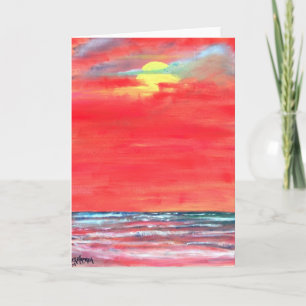 cartão da arte da praia do seascape da pintura a