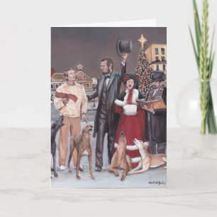 Cartão da arte do cão do galgo do Natal de