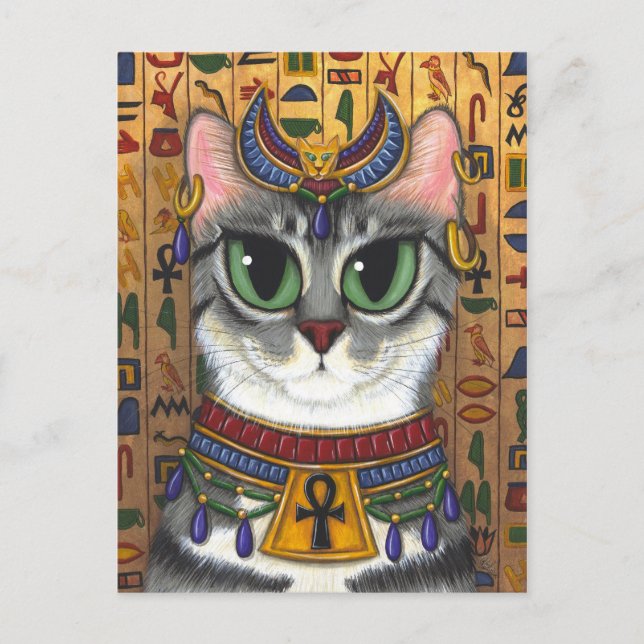 Cartão da arte do gato de Bastet do egípcio da (Frente)