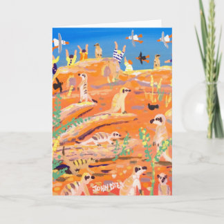Cartão da arte: Estalando acima e olhando Meerkats
