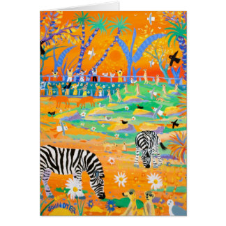 Cartão da arte: Por do sol Stripy do safari no