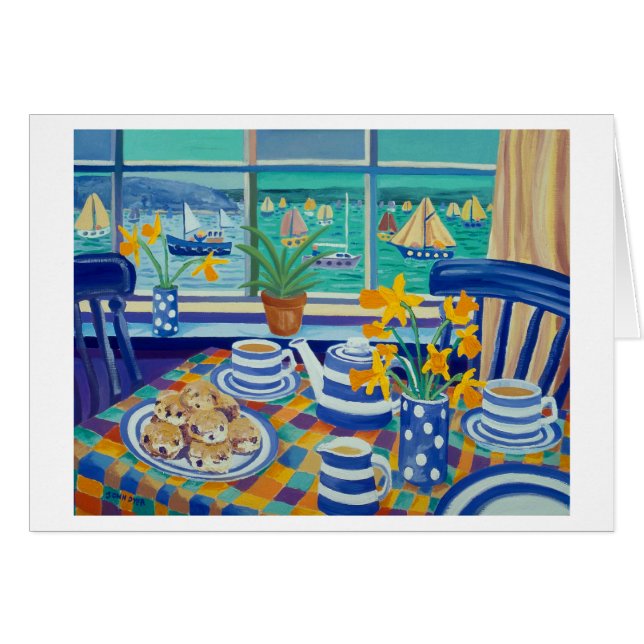 Cartão da arte: Teatime Cornish (azul Cornish) (Frente Horizontal)