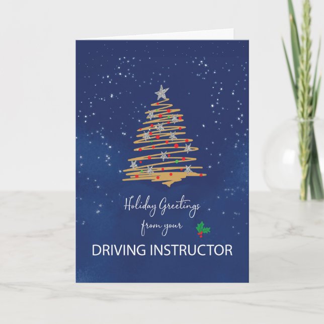Cartão Da Árvore de Natal do Instrutor de Condução no Mar (Frente)