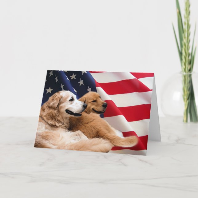 Cartão da bandeira americana de Retrievers (Frente)