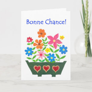 Cartão da boa sorte, cumprimento francês - flowe