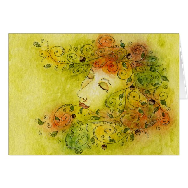 Cartão da colheita da ninfa do outono (Frente Horizontal)