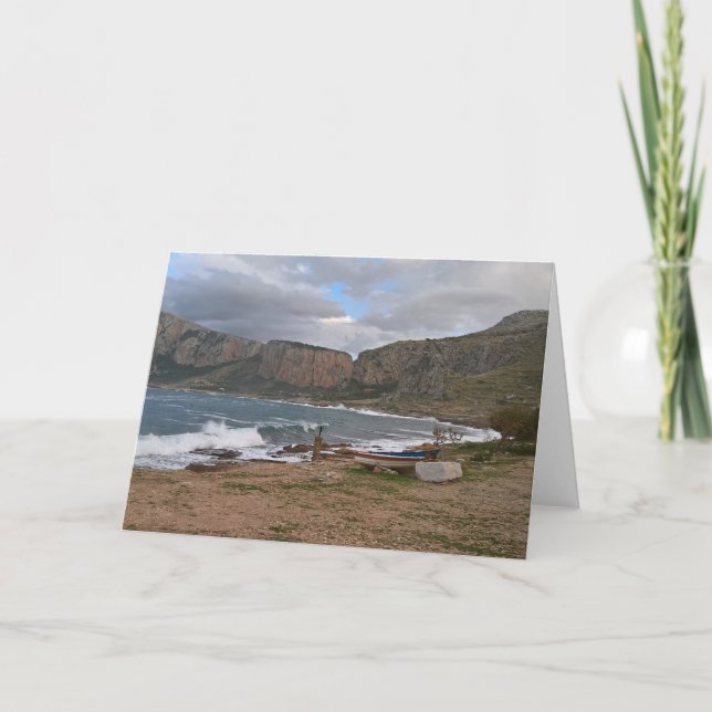 Cartão da costa siciliana. Em branco para sua próp (Frente)