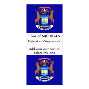 Cartão da cremalheira com a bandeira de Michigan,