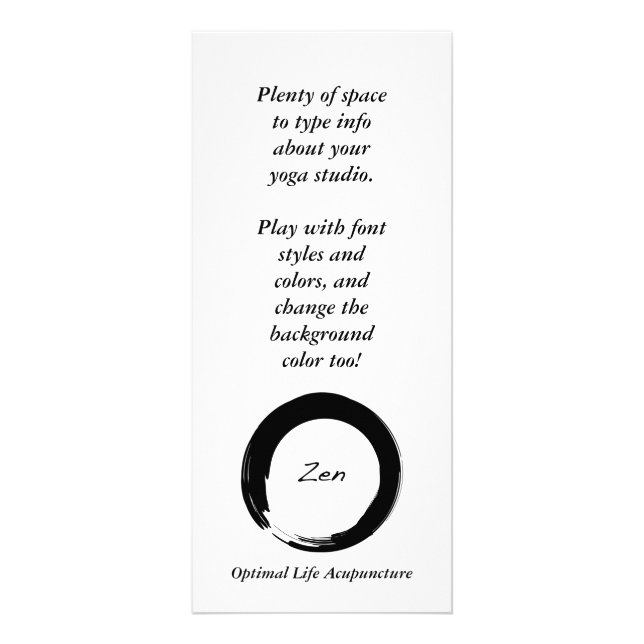 Cartão da cremalheira do símbolo do zen (Frente)