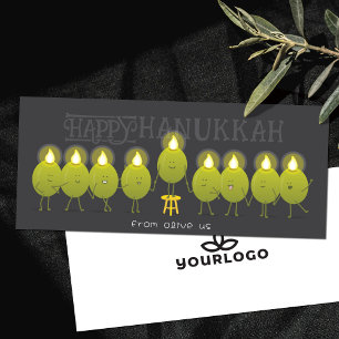 Cartão da Empresa Hanukkah Menorah Olivas Cinza