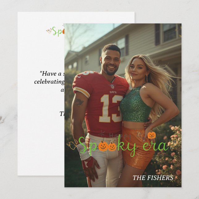 Cartão da era assustadora feliz foto da família Ha (Frente/Verso)