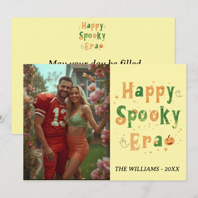 Cartão da era Assustadora Feliz, foto da família n (Frente/Verso)