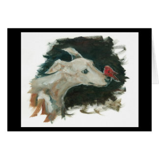 Cartão da etiqueta do galgo e do passarinho