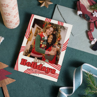 Cartão da família de amigos de Natal de Retro Holi