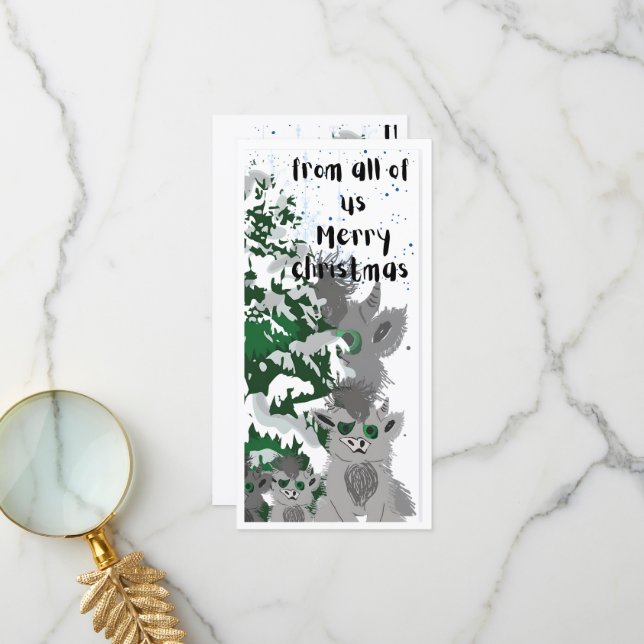 Cartão da família de Monstro de Natal Flagrante (Frente/Verso In Situ)