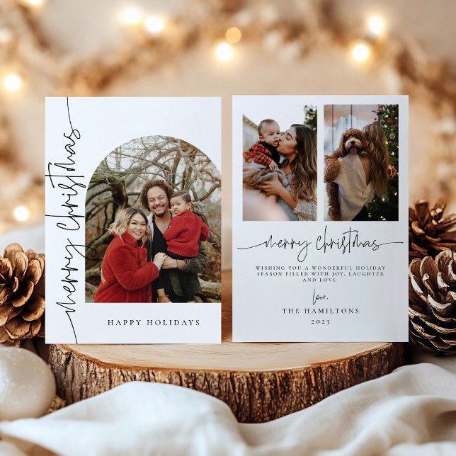 Cartão da Família Minimalista Feliz Natal 2024 (Criador carregado)