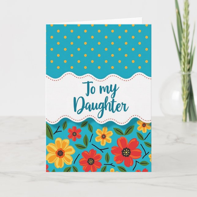 Cartão da Filha Floral Turquesa (Frente)