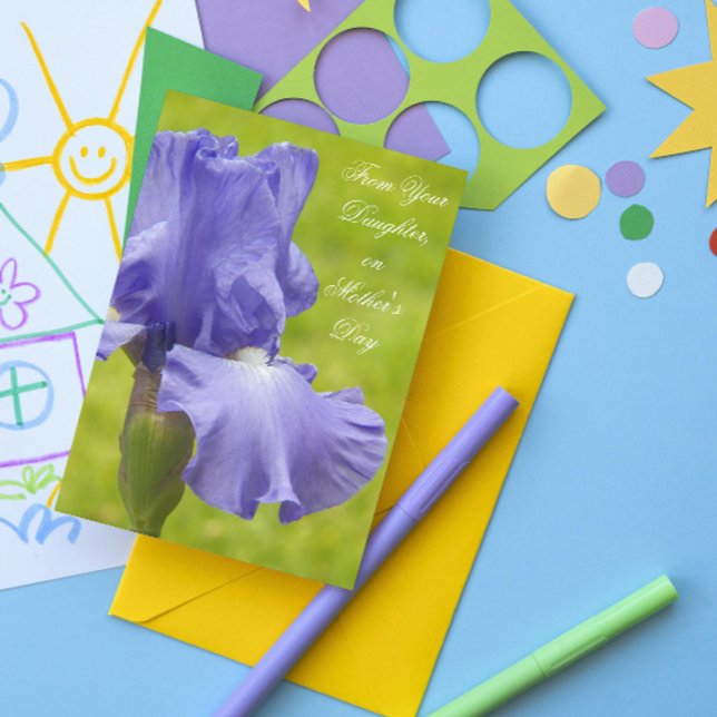 Cartão Da Filha Purple Iris Floral Dia de as mães (In Situ)