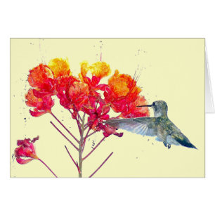 Cartão da flor do colibri