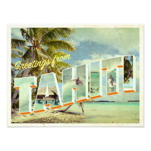 Cartão da foto do vintage de Tahiti