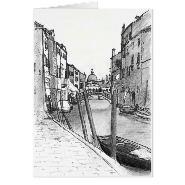 Cartão da ilustração do canal de Veneza (Frente)