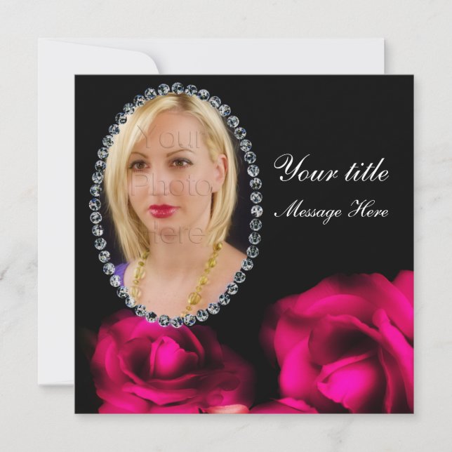 Cartão da inserção da foto - multi uso - rosas (Frente)