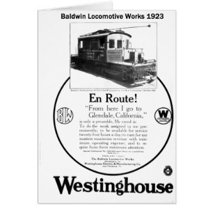 Cartão da locomotiva 1923 de Baldwin-Westinghouse