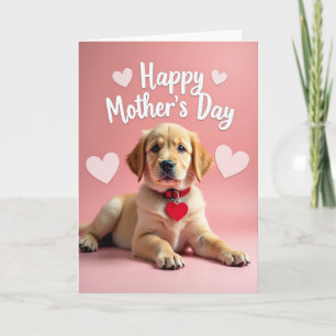 Cartão da Mãe Amor de Cachorrinho Dourado