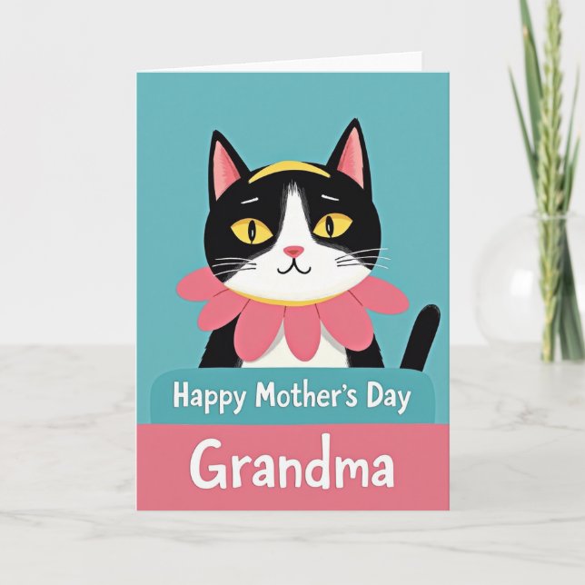 Cartão da Mãe do Gato Sorridente (Frente)