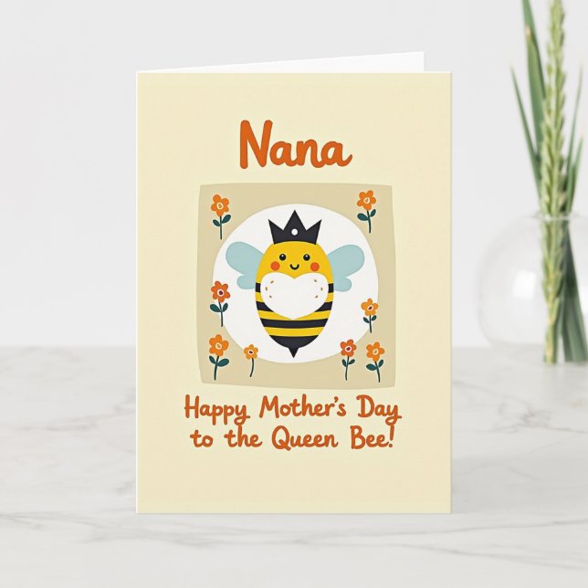 Cartão da Mãe Rainha Abelha Floral (Frente)