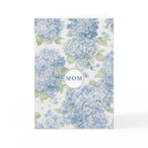 Cartão da Mamãe Floral Hydrangea Azul Presente Ele